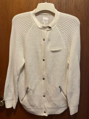 Women's Cream Knit Button-Front Cardigan Sweater